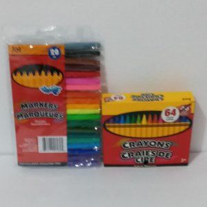 CRAYONS (64pc) & MARKERS (20pc) Non-Toxic